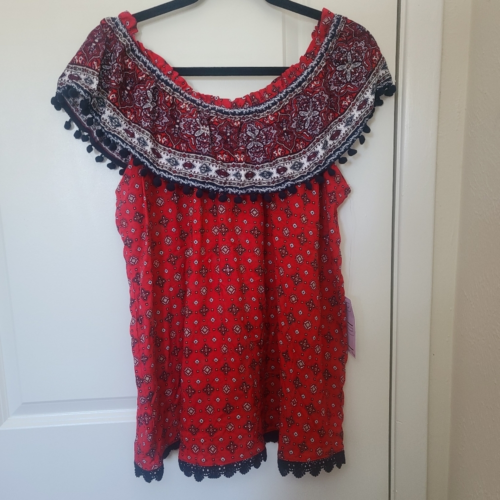 New Westport Red And Navy Top.